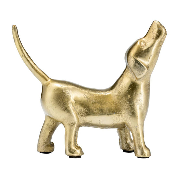 Gold Howling Dog Figurine