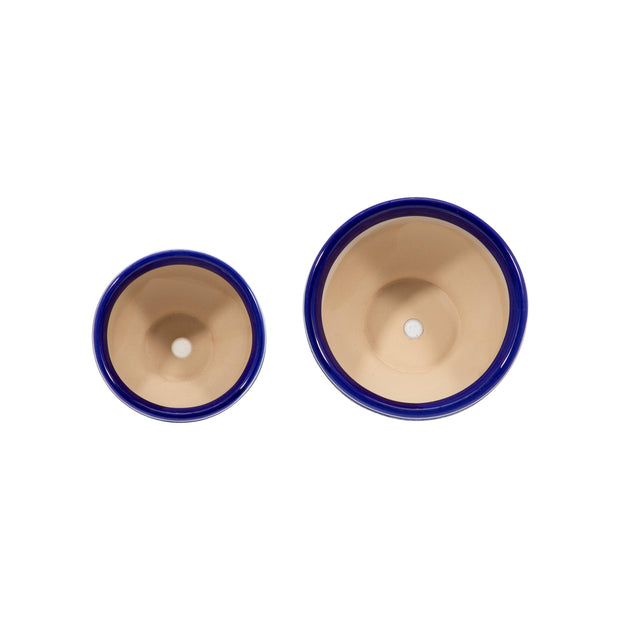 Blue Stoneware Chinoiserie Planter