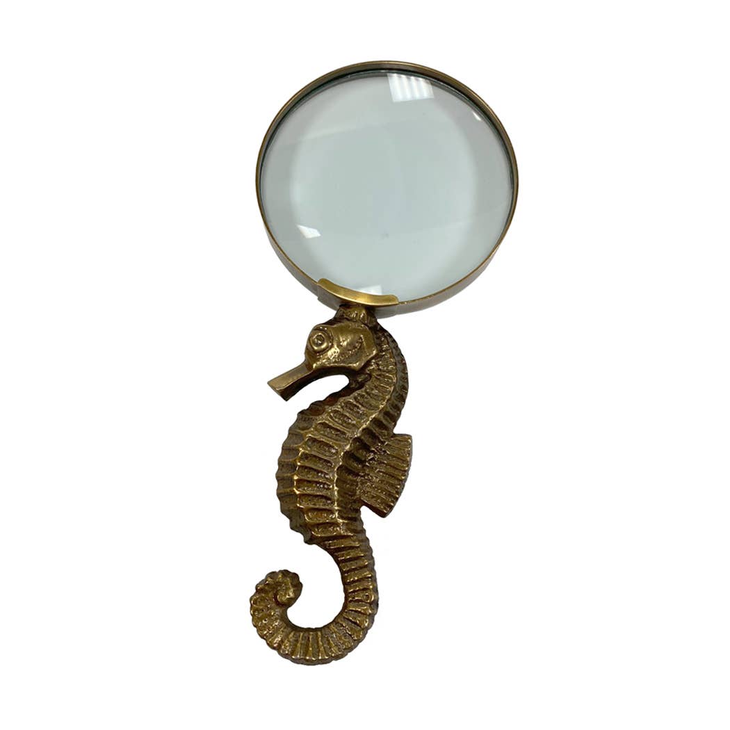 Antiqued Brass Seahorse Magnifying Glass