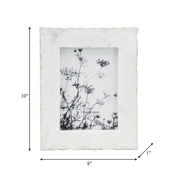 White  Marble Photo Frame with Gold Trim