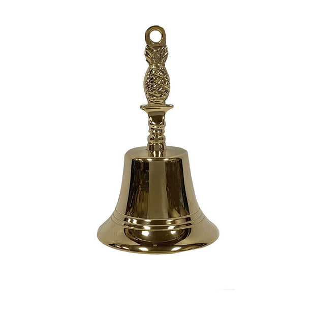 6" Polished Brass Pineapple Hand Bell- Antique Vintage Style