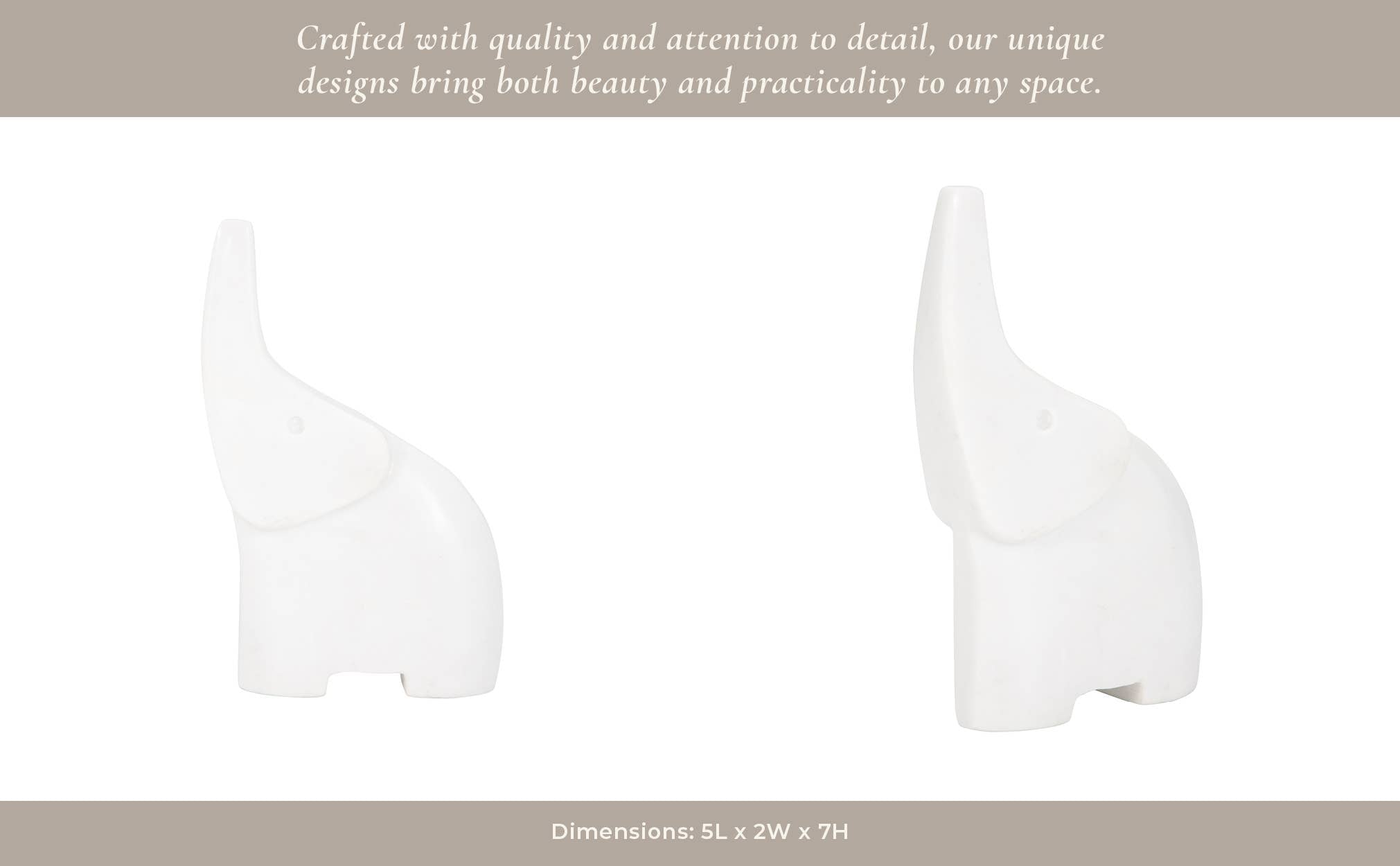 White Marble Elephant Figurine