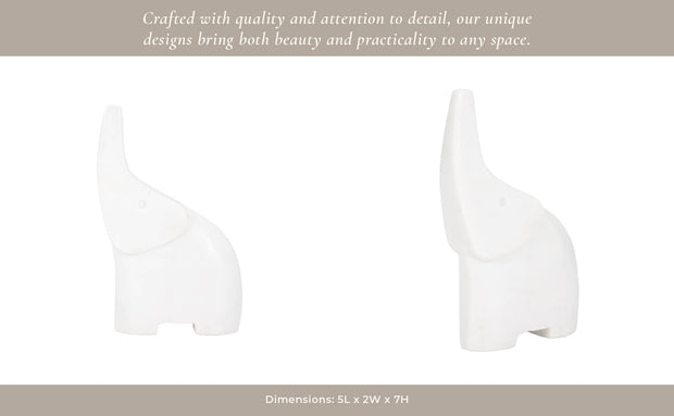 White Marble Elephant Figurine