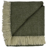 Highland Tweeds Wool Herringbone Throw- Evergreen