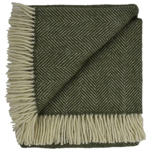 Highland Tweeds Wool Herringbone Throw- Evergreen