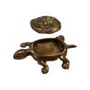 4-1/4" Antiqued Solid Brass Turtle Box Tabletop Desk Decor