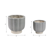 Blue/Ivory Stoneware Scallop Planter