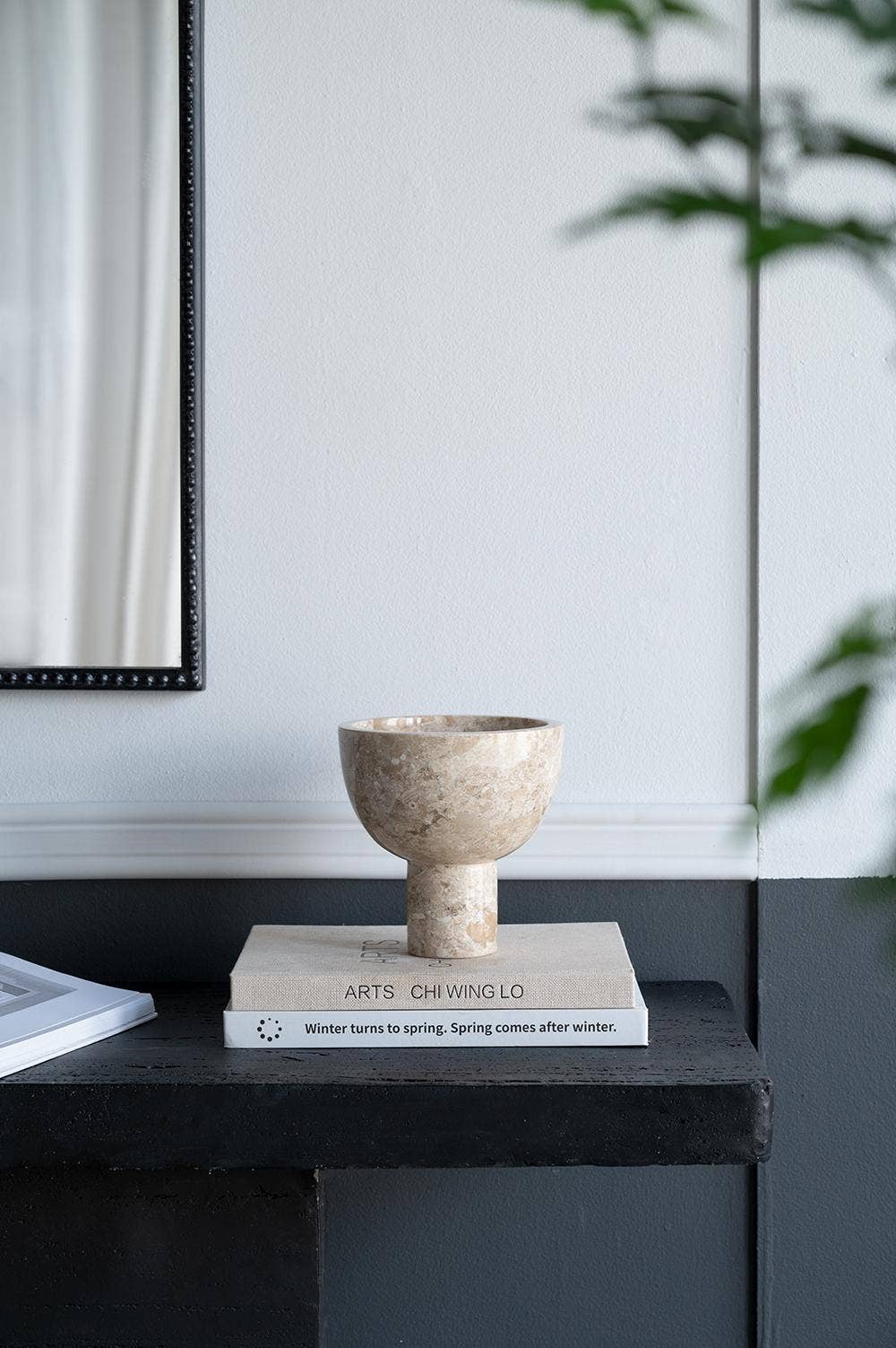 Cream Marble Pedestal Bowl
