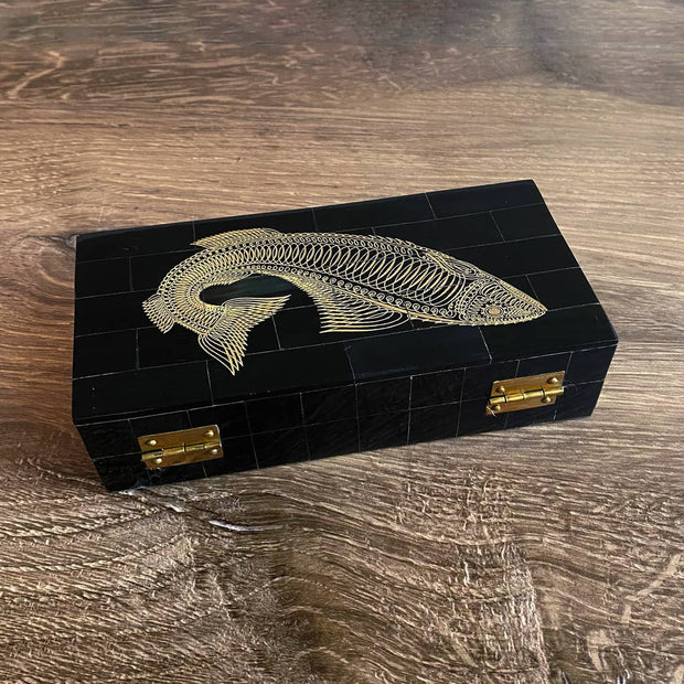 6-1/4" Fish Horn Box Engraved