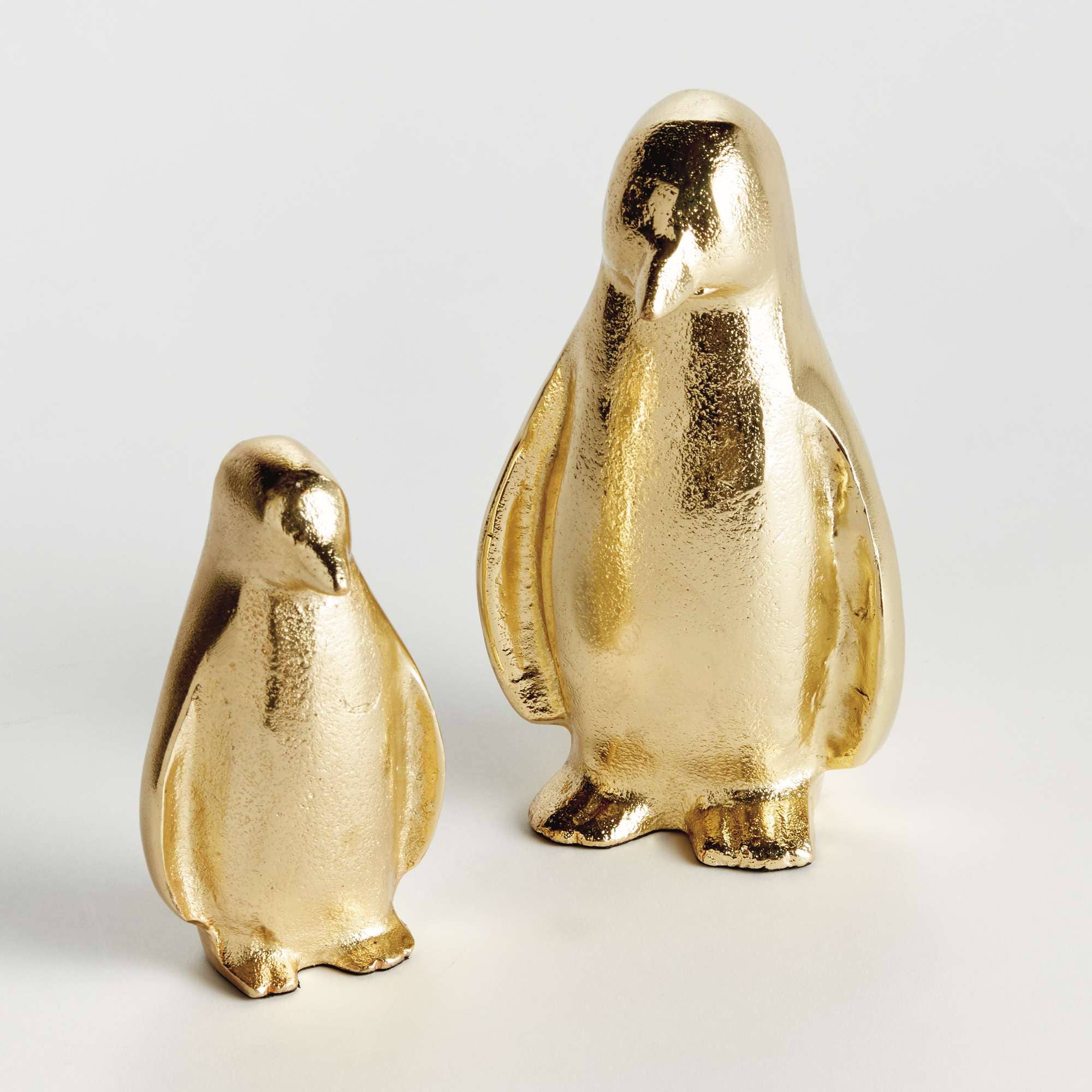Penguin Pair - Gold Aluminum Sculptures- set of 2
