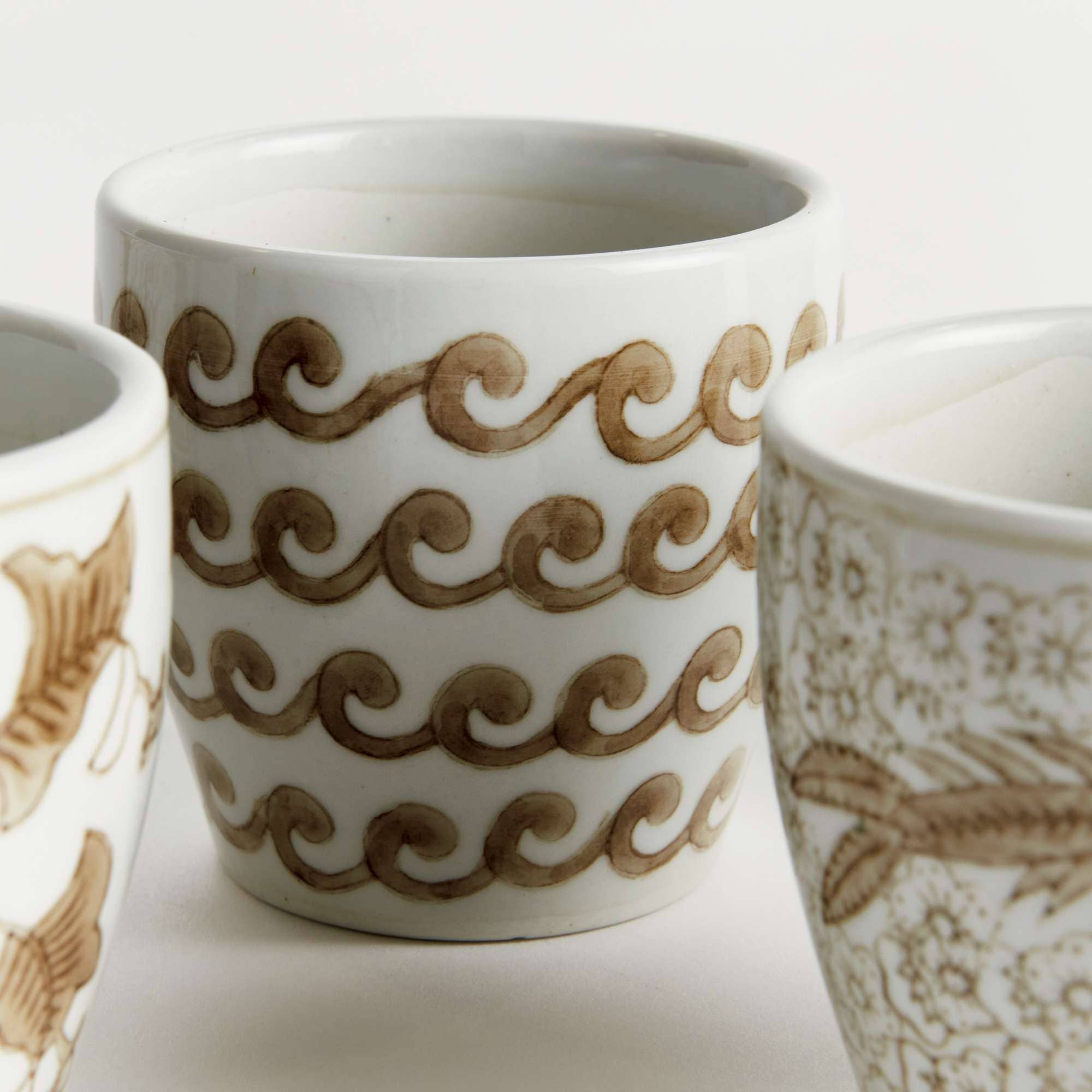 Province Mini Flower Pot,  Brown & White Ceramic