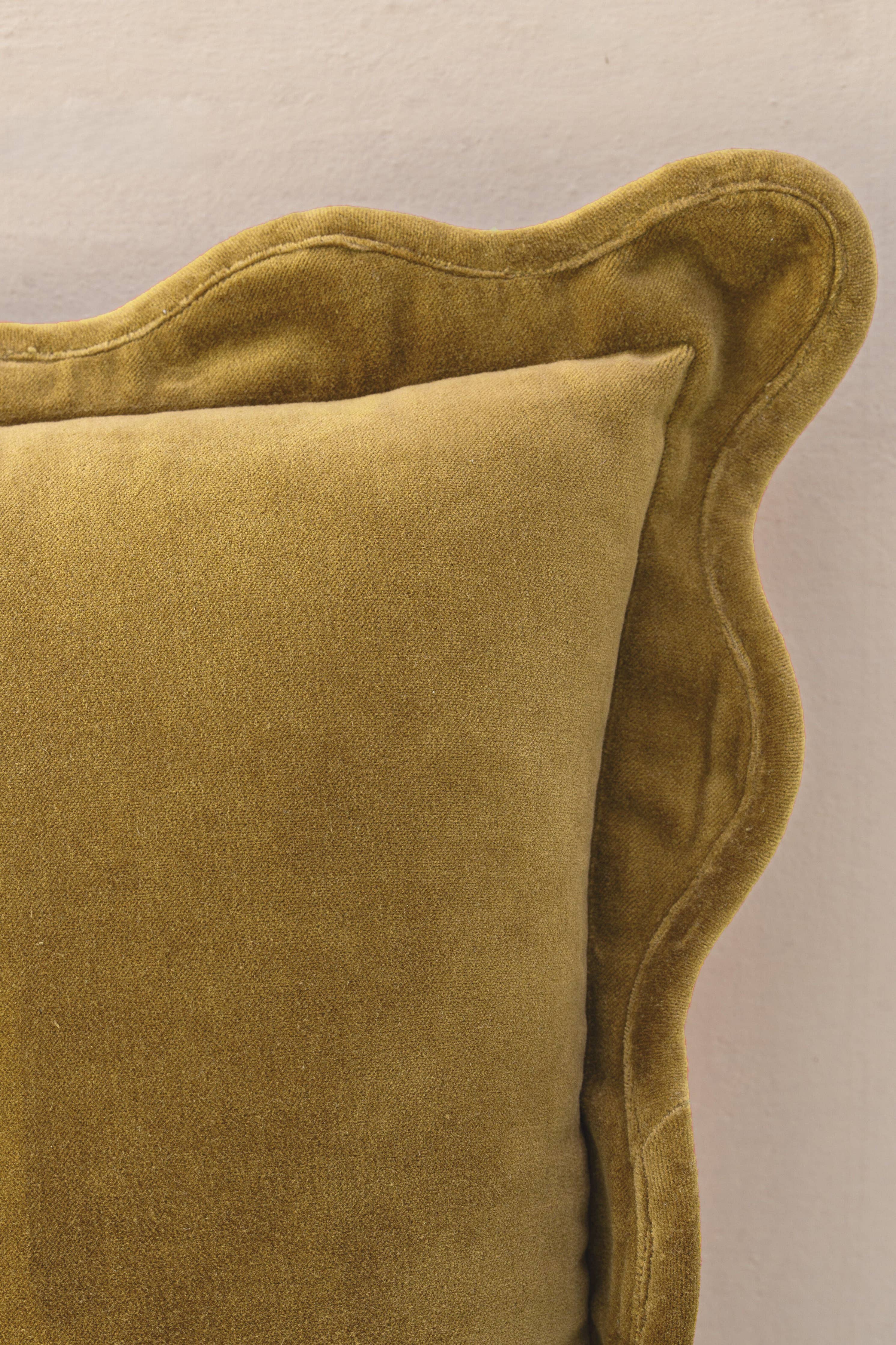 Scallop Velvet Pillow, Mustard (20