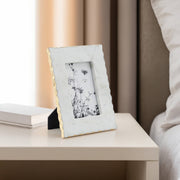 White Rectangle Marble and Gold Trim Photo Frame