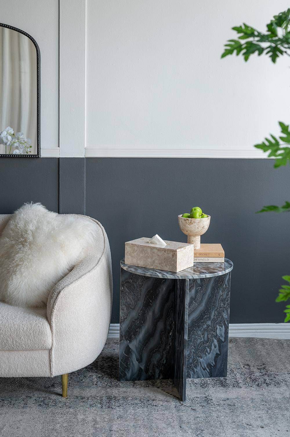 Cream Marble Pedestal Bowl