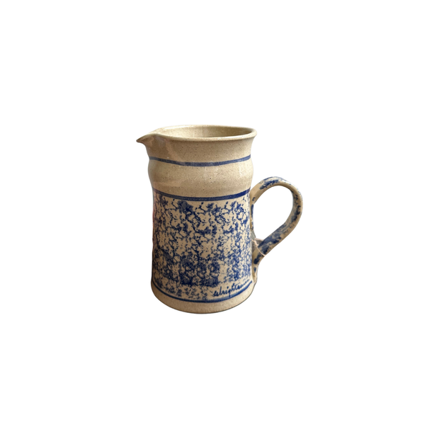 Blue Sponge Stoneware Pitcher