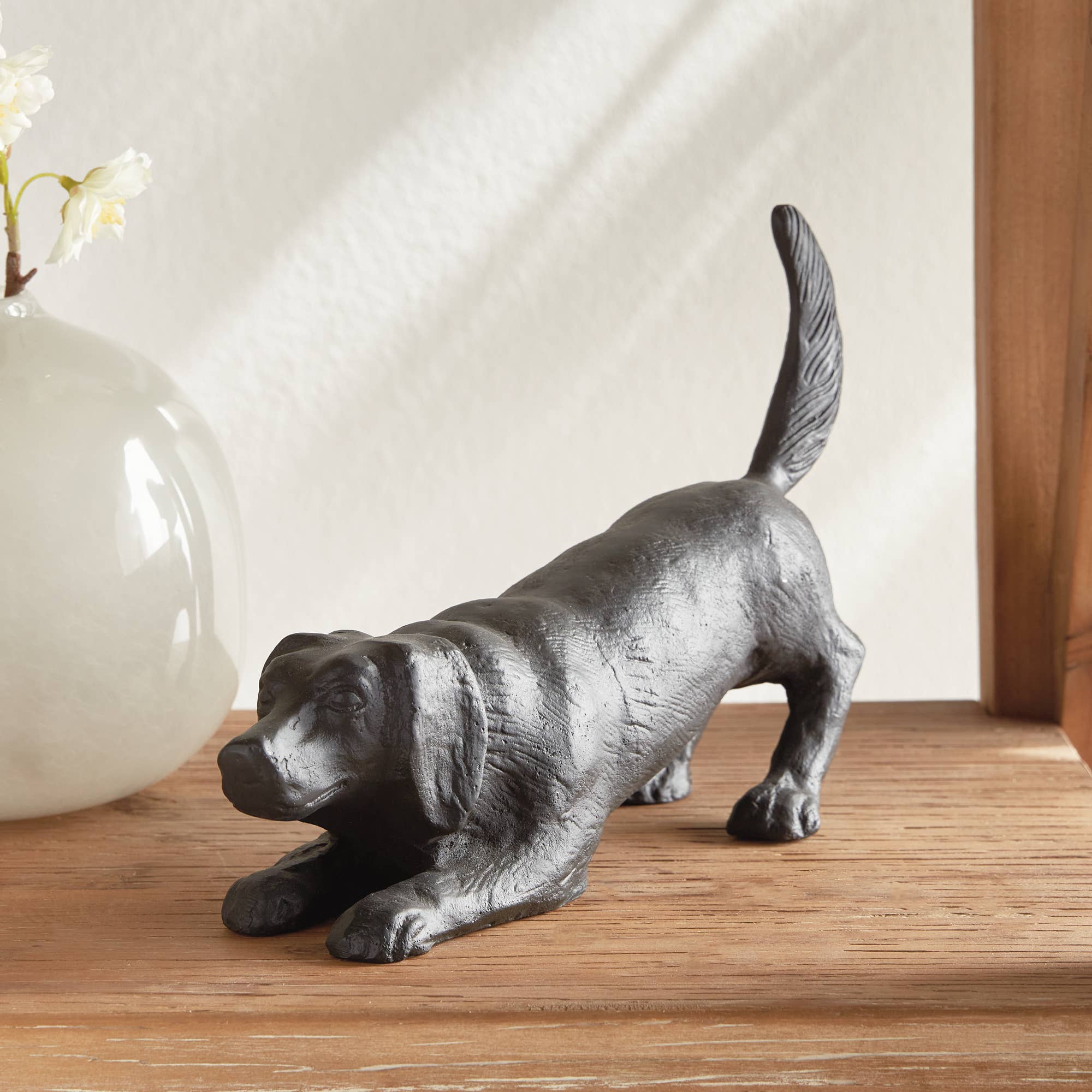 Playful Dog Sculpture, Black