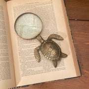 7" Antiqued Brass Turtle Magnifying Glass