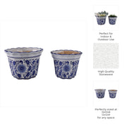 Blue Stoneware Chinoiserie Pot Planter