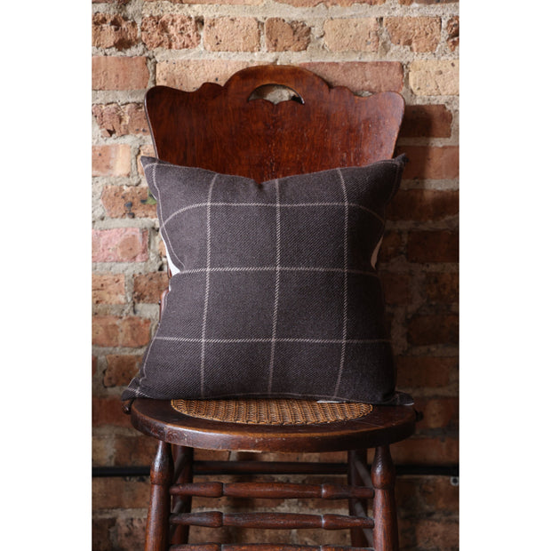 18" x 18" Bancroft Wool Plaid in Sable Pillow