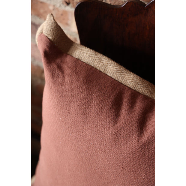 20" Square Burlap Pillow w/Jute Flange