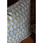 Simrane Moss Azure Linen Cushion