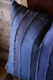 22" x 22" - Fringed Indigo Decorative Pillow