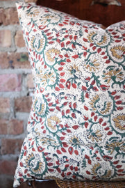 22" x 22" Designer "Madera" Evergreen Floral Pillow