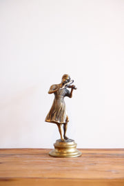 Vintage Brass Girl Statue