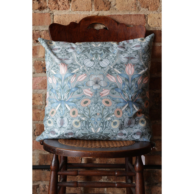 Duck Egg Sage Floral Outdoor Pillow
