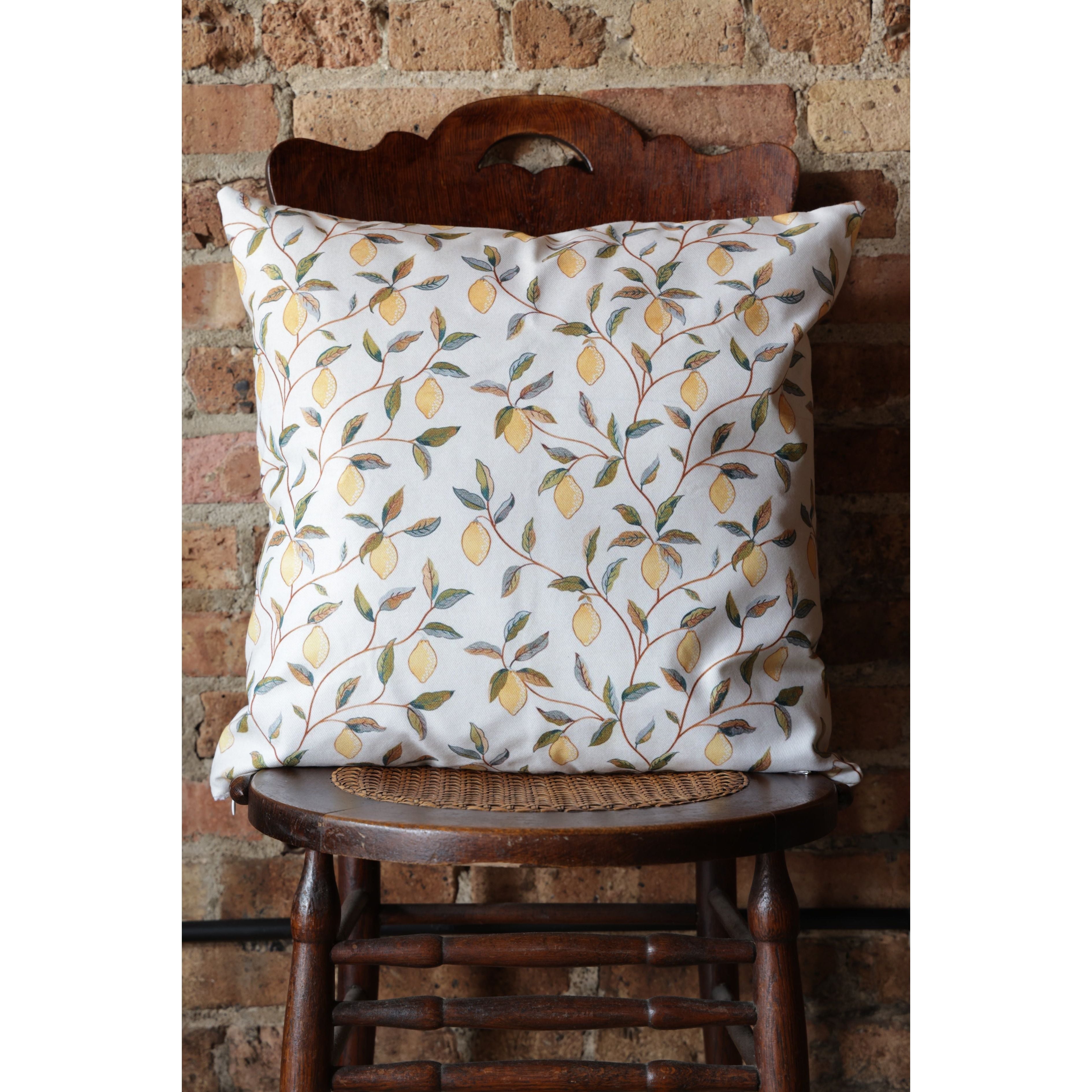 Lemons Cream Outdoor Pillow