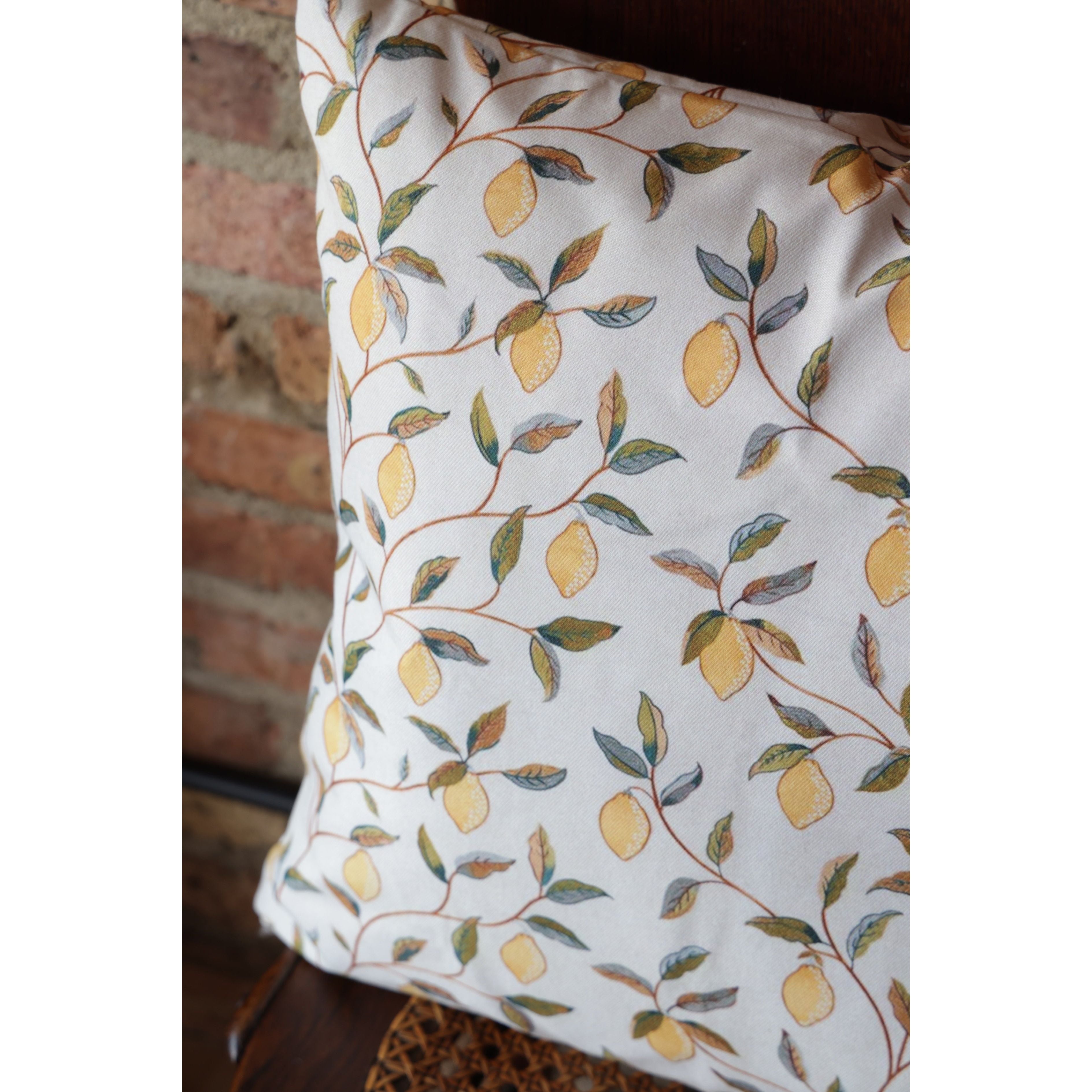 Lemons Cream Outdoor Pillow