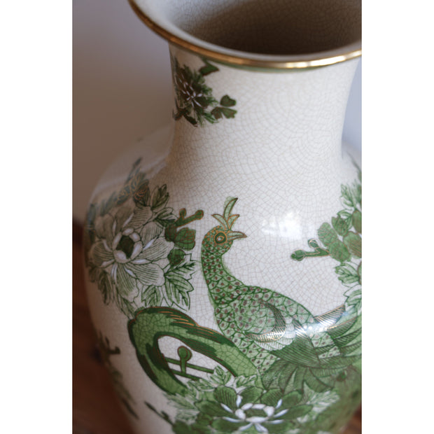 Vintage Green Chinoiserie Vase