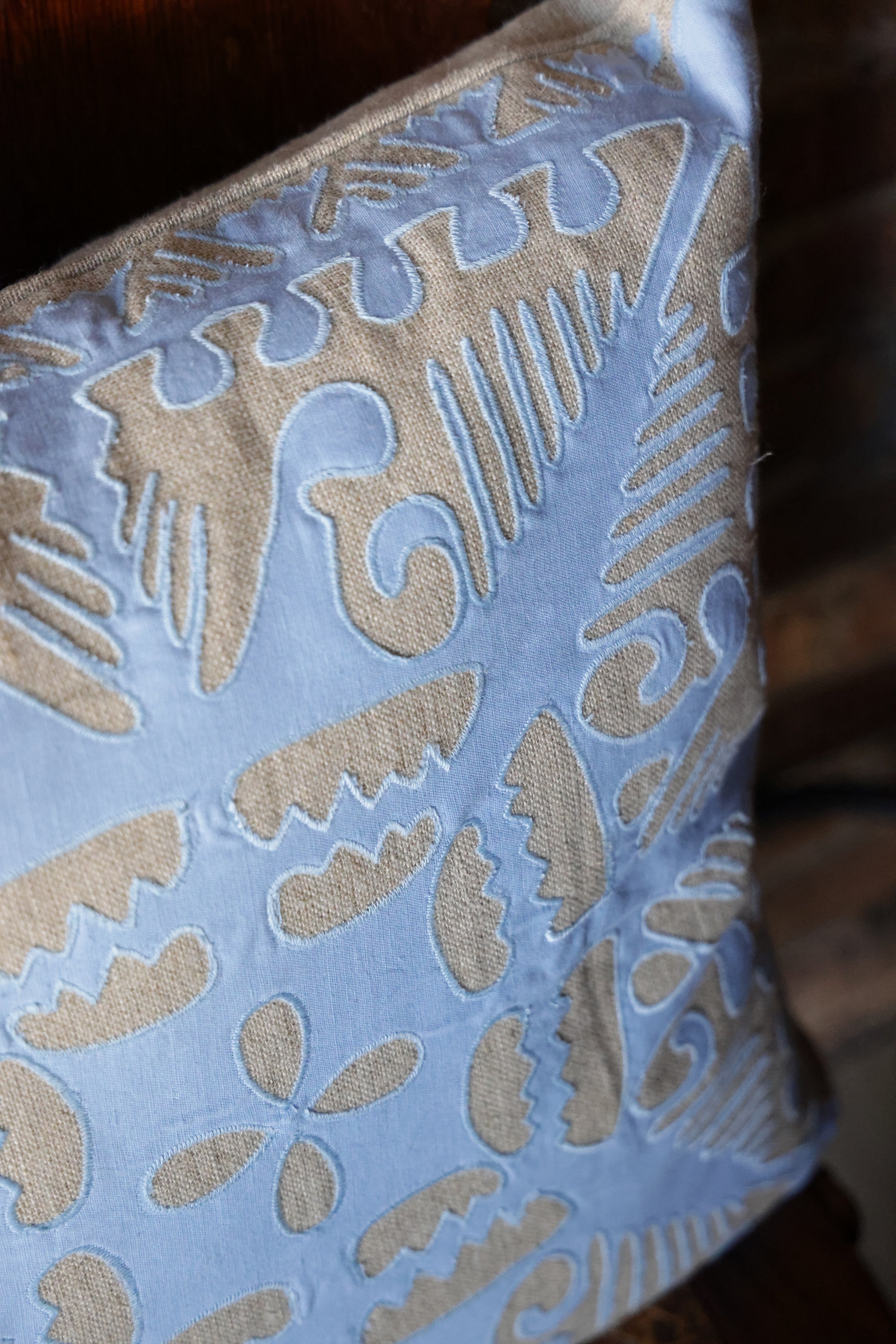 Knight Wood Linen Lapis Decorative Pillow - 20