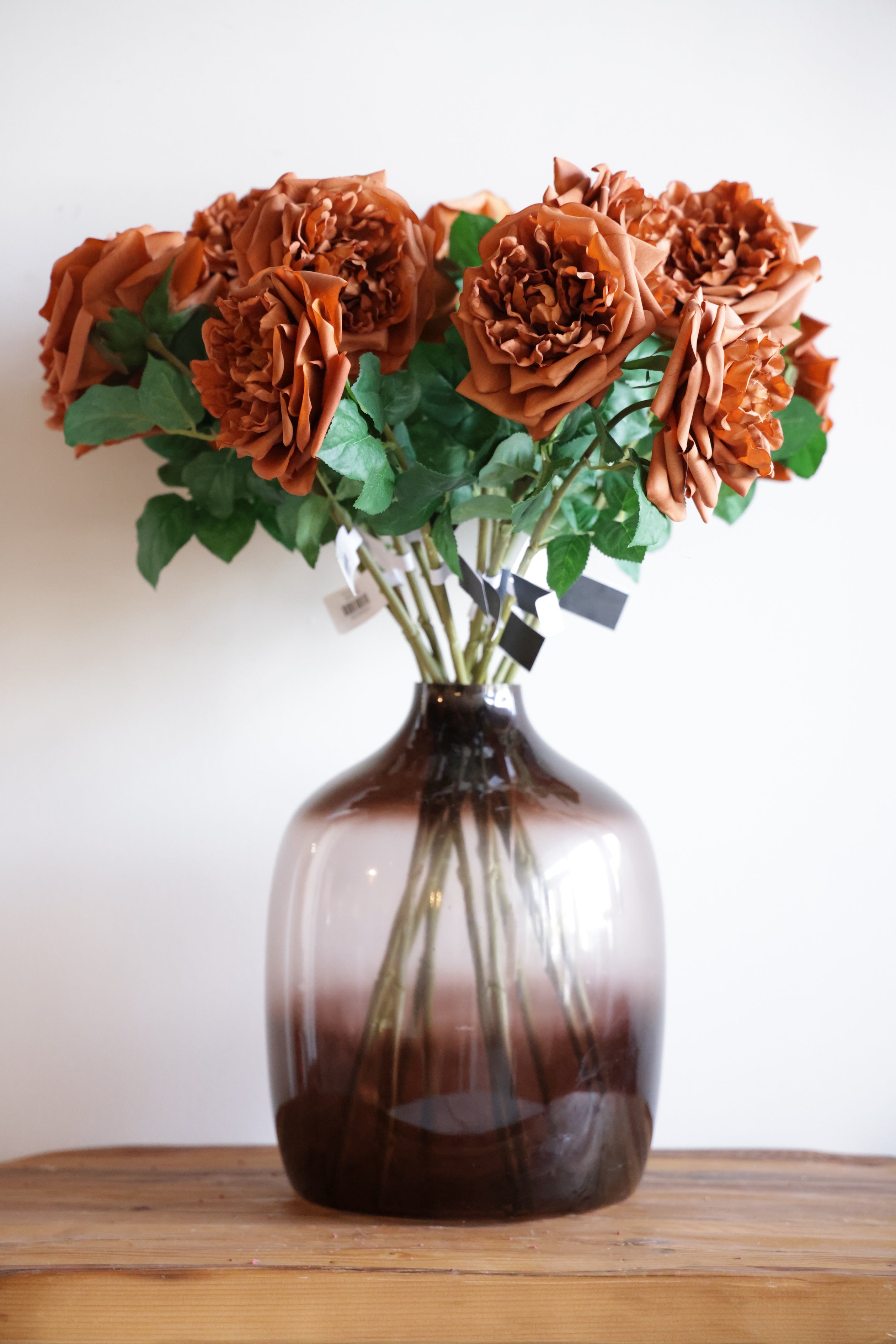 25 inch Rust Brown Real Touch Queens Crown Rose