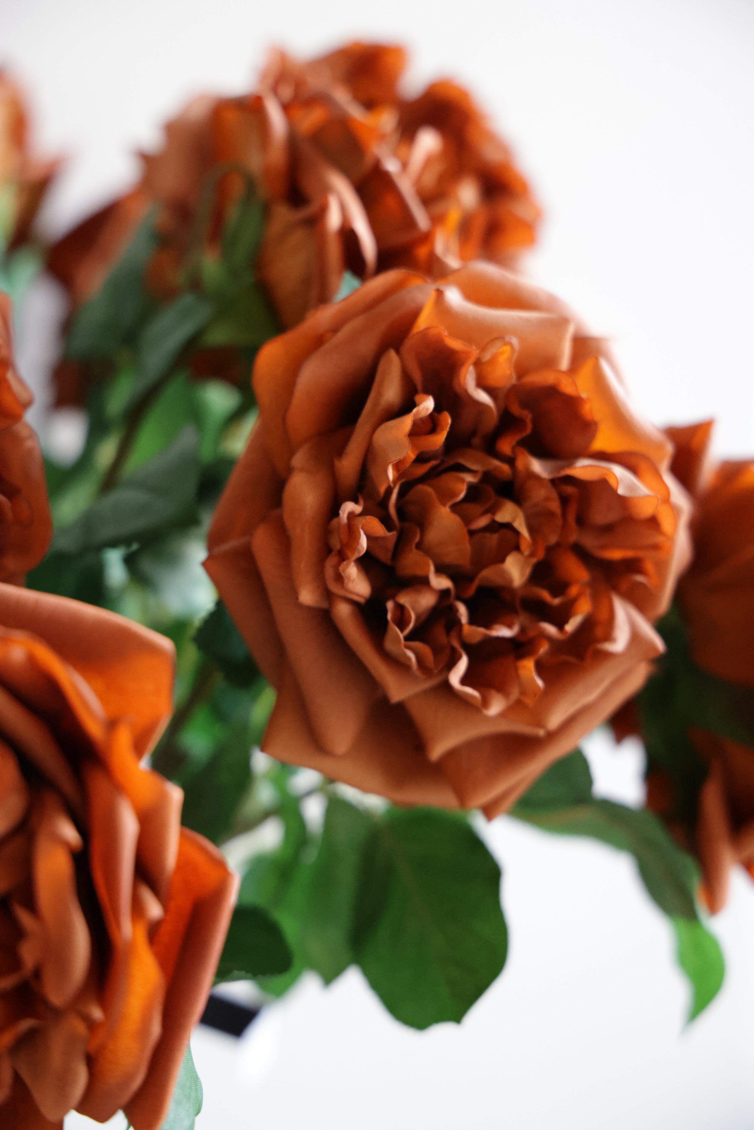 25 inch Rust Brown Real Touch Queens Crown Rose