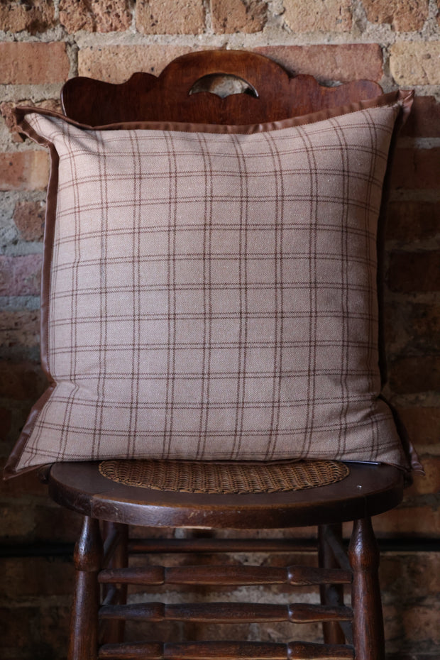 20 inch Tweed Tan & Brown Plaid w/ Leather