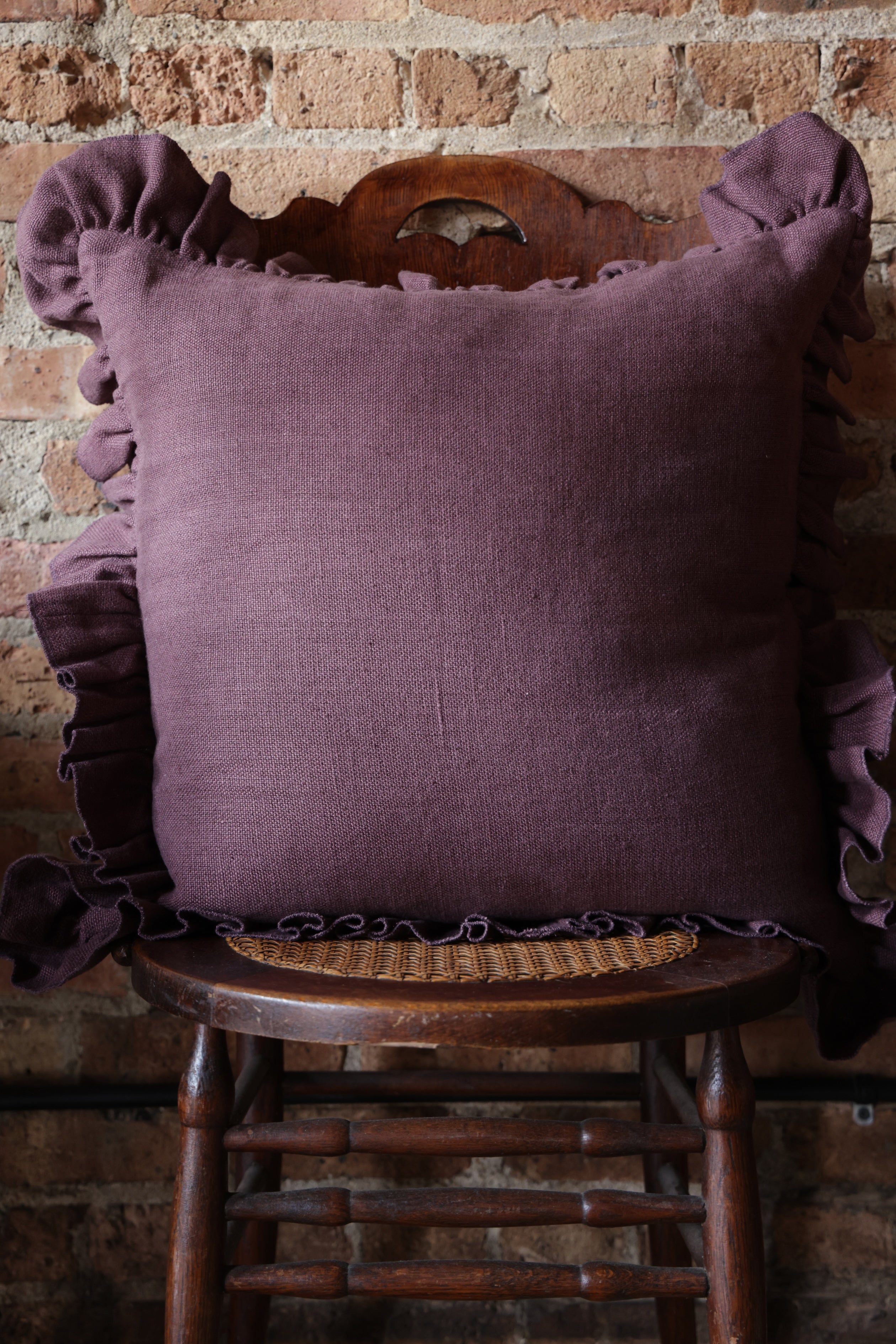 Anika Solid Ruby Pillow W/Ruffle