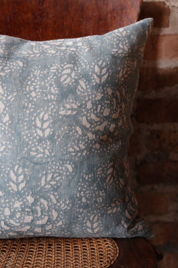 Sicily Teal on Natural Pillow - 18" x 18"