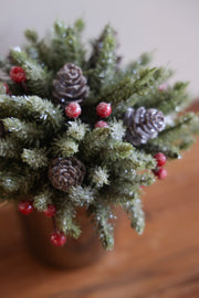 7 in. Glittered Pine Cone Ball in Silver Pot