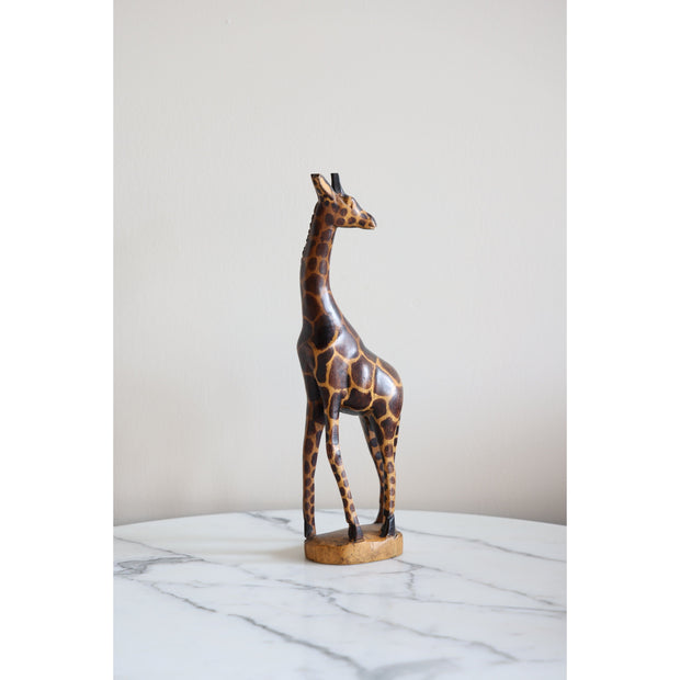 Vintage 1980 Hand Carved Wooden Giraffe from Kenya