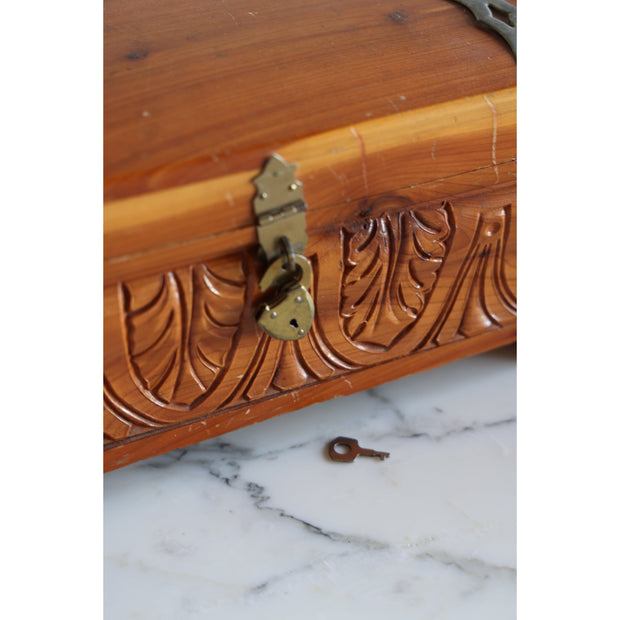 Vintage Wooden Box W/Key