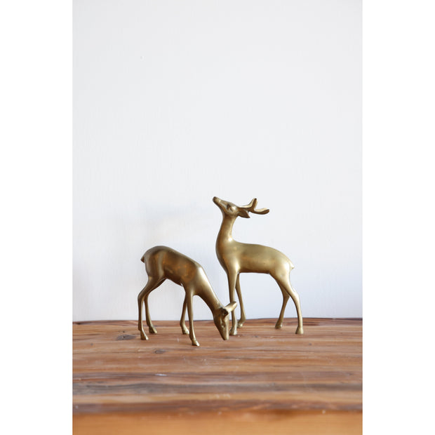 Pair of Brass Deer