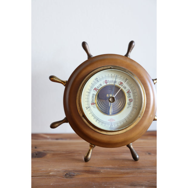 Wooden Ship Steering Wheel Clock