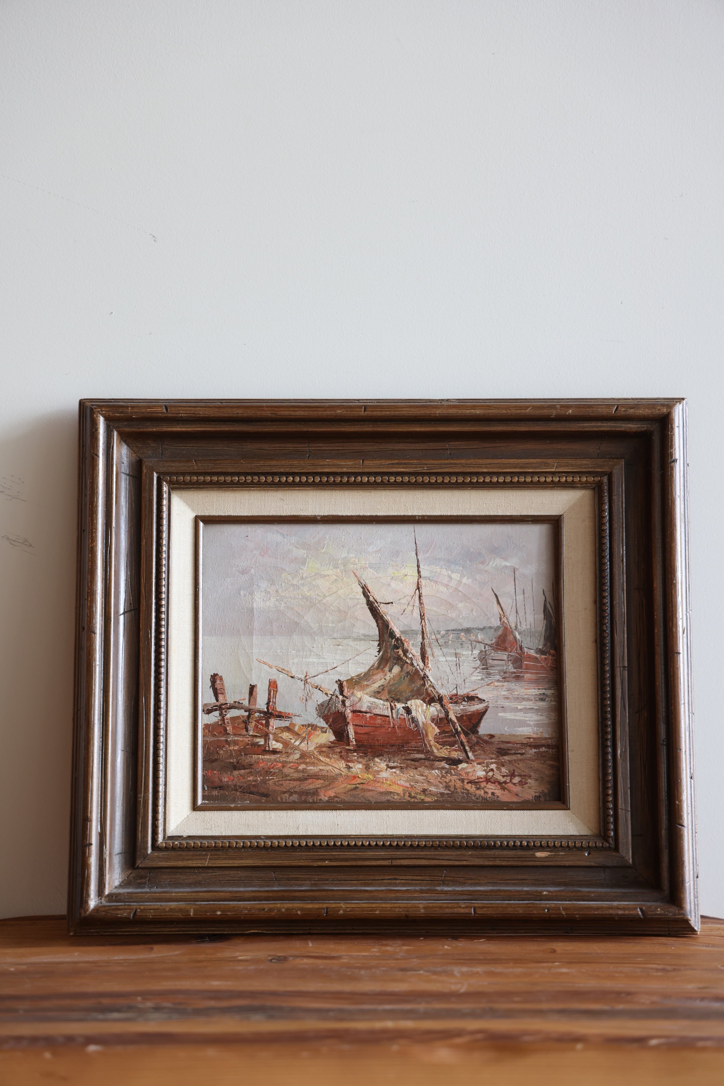 Vintage Ships Oil Painting