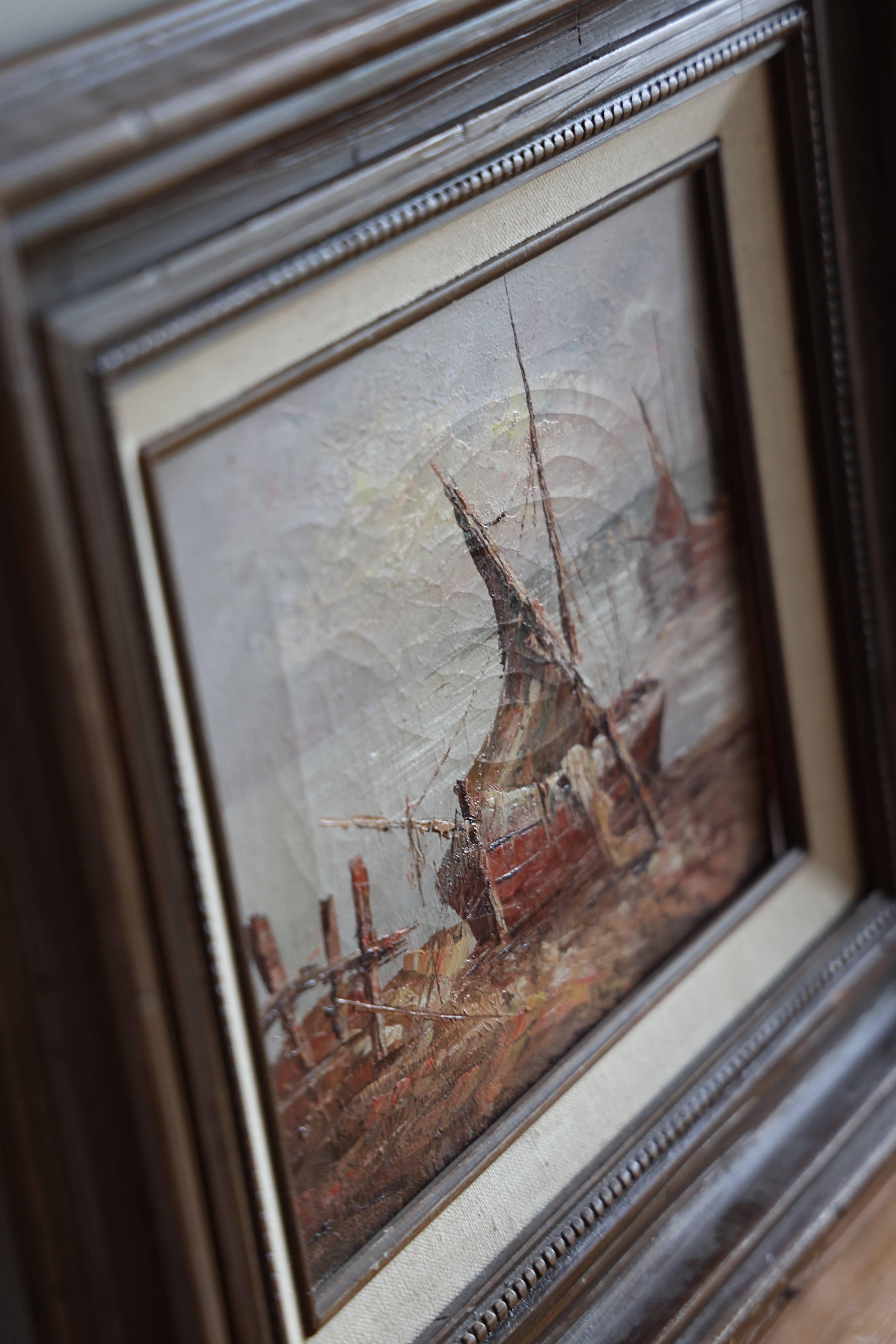 Vintage Ships Oil Painting