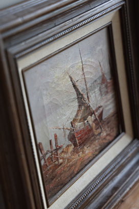 Vintage Ships Oil Painting