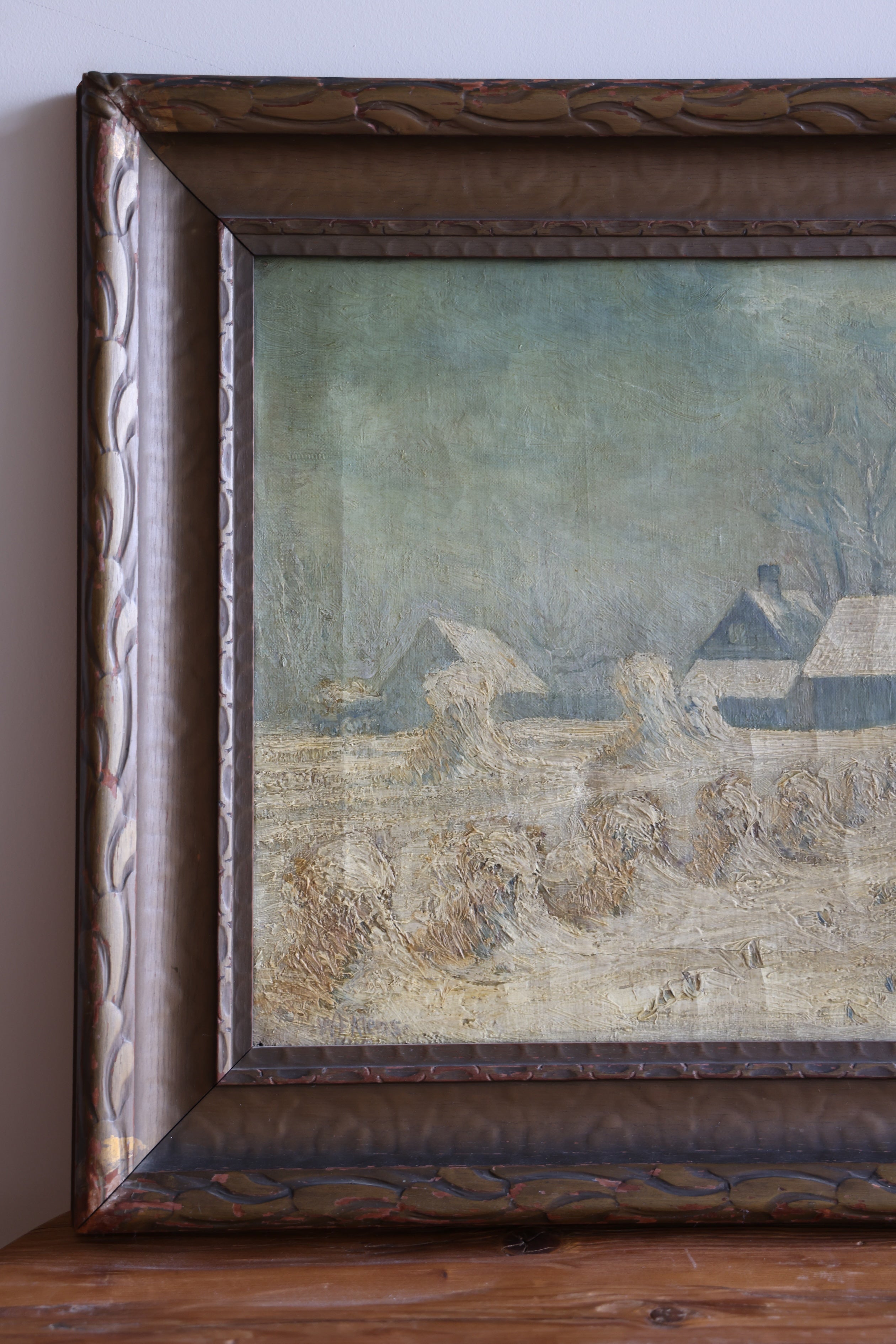 Vintage Farm Oil Painting