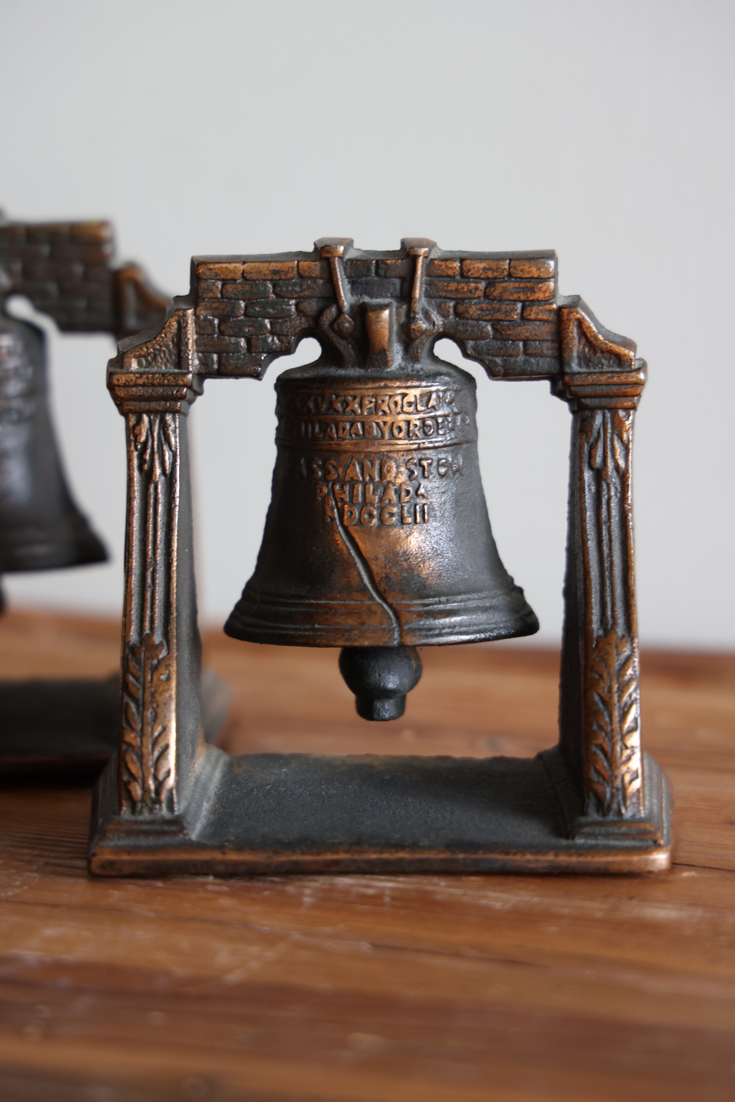 S/2 Vintage Liberty Bell Bookends