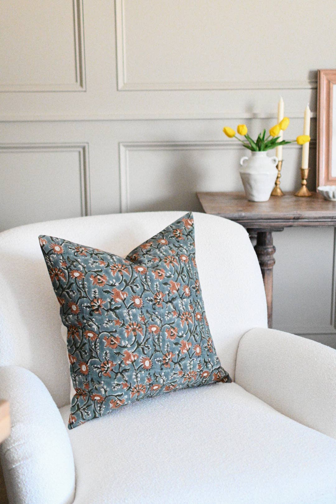 Heather Block Print Pillow