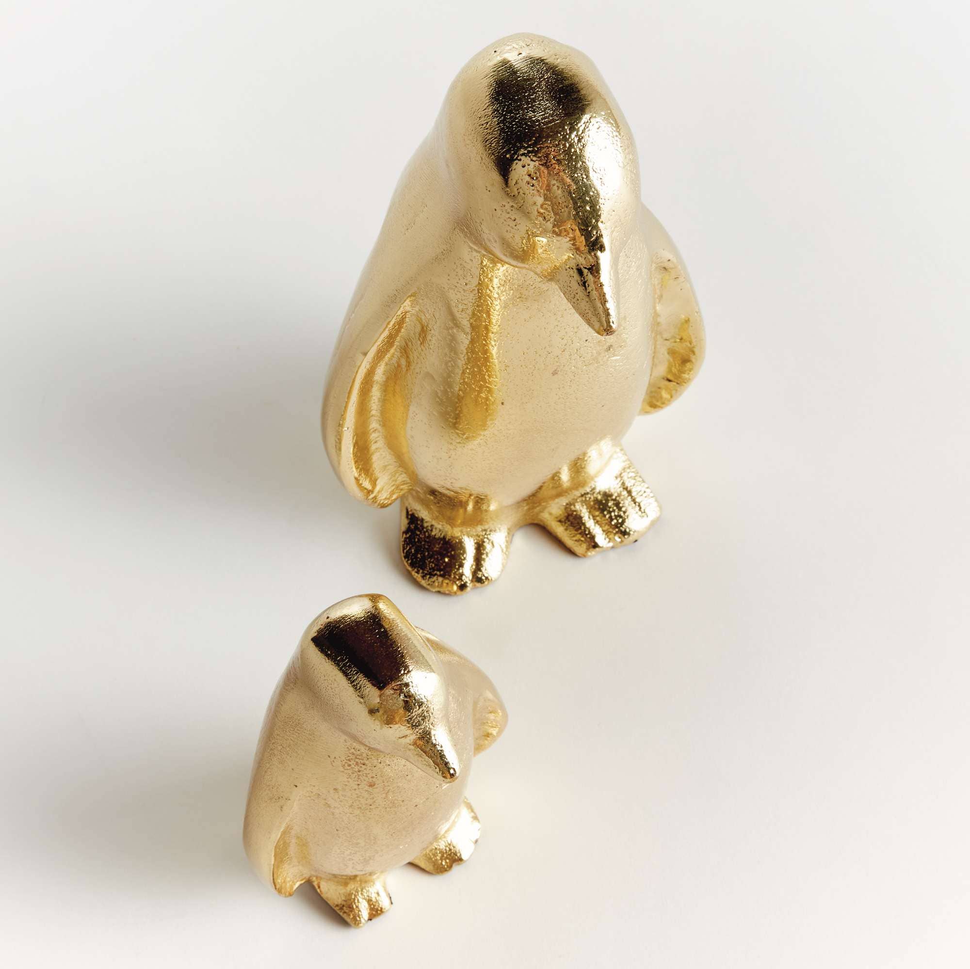 Penguin Pair - Gold Aluminum Sculptures- set of 2